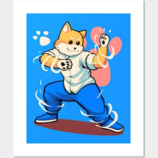 karate shiba dog Posters and Art